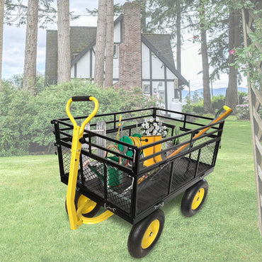 Heavy Duty Steel Garden Cart With 1400 Lbs Capacity And Versatile Features