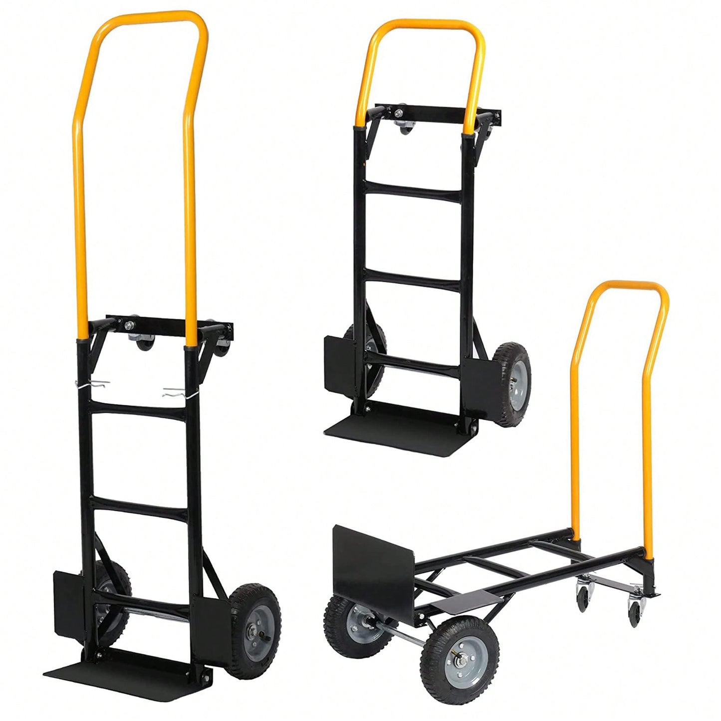 Dual Purpose 2 Wheel Dolly Cart And 4 Wheel Push Cart With Swivel Wheels 330 Lbs Capacity Heavy Duty Platform Cart