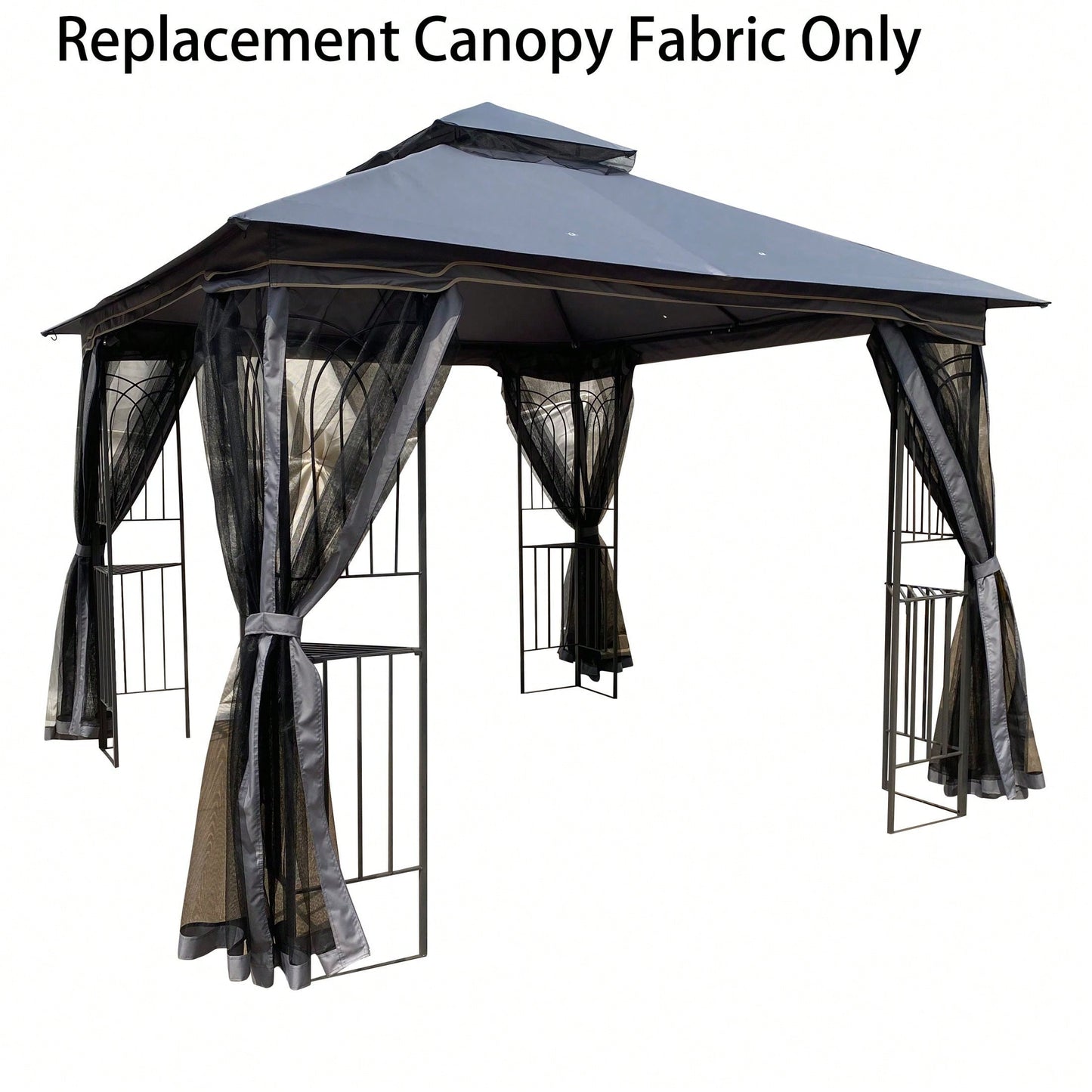 10x10 Ft Patio Double Roof Gazebo Replacement Canopy Top Fabric