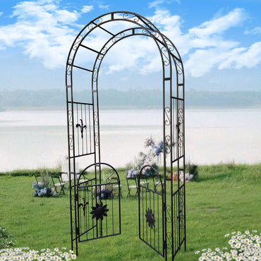 Elegant Garden Arch Decorative, Sturdy Metal Construction For Climbing Plants - Double Doors - Ideal For Ivy Vines, Roses, And More