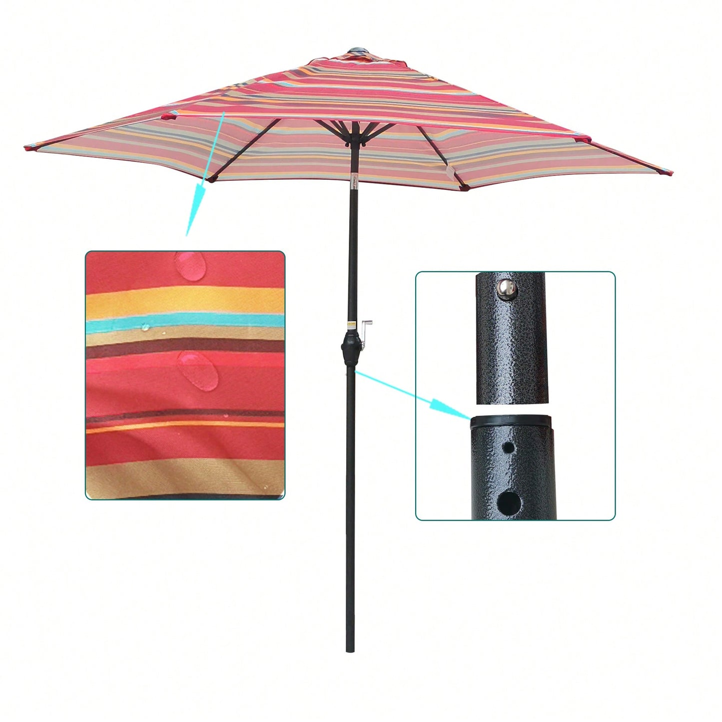 9FT UMBRELLA , Waterproof, Fade Resistant, Easy To Clean, Sturdy Construction, Push Button Tilt And Crank System, Wind Vent