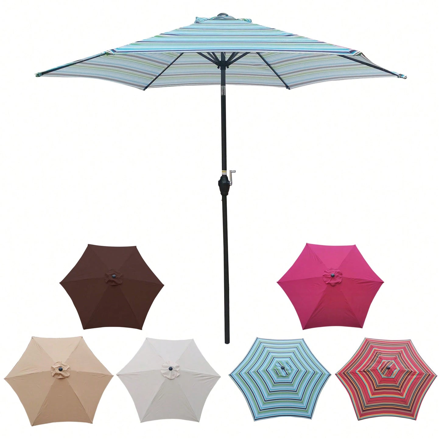 9FT UMBRELLA , Waterproof, Fade Resistant, Easy To Clean, Sturdy Construction, Push Button Tilt And Crank System, Wind Vent