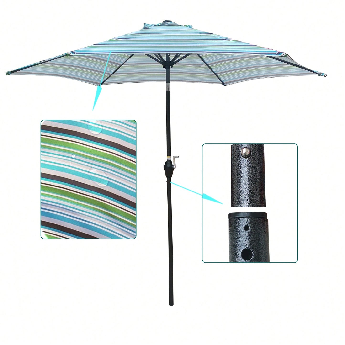 9FT UMBRELLA , Waterproof, Fade Resistant, Easy To Clean, Sturdy Construction, Push Button Tilt And Crank System, Wind Vent