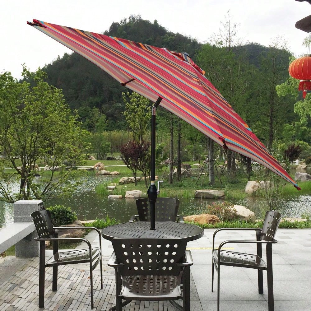 9FT UMBRELLA , Waterproof, Fade Resistant, Easy To Clean, Sturdy Construction, Push Button Tilt And Crank System, Wind Vent