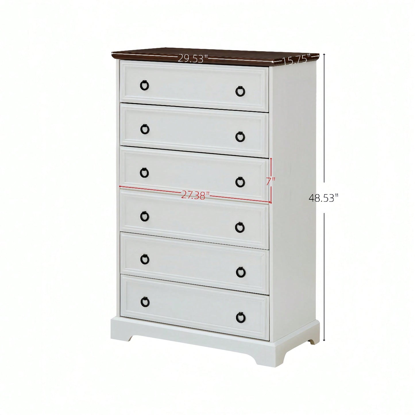 Stylish 6 Drawer Tall Dresser for Bedroom Storage and Closet Organization with Easy Pull Handles