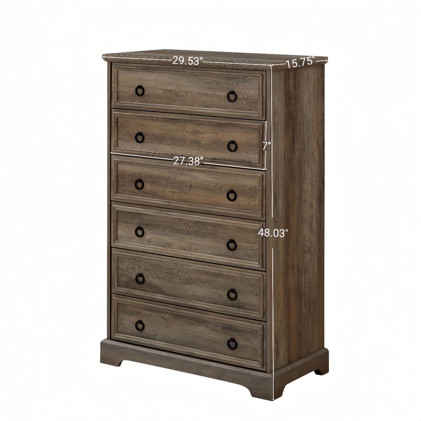 Stylish 6 Drawer Tall Dresser for Bedroom Storage and Closet Organization with Easy Pull Handles