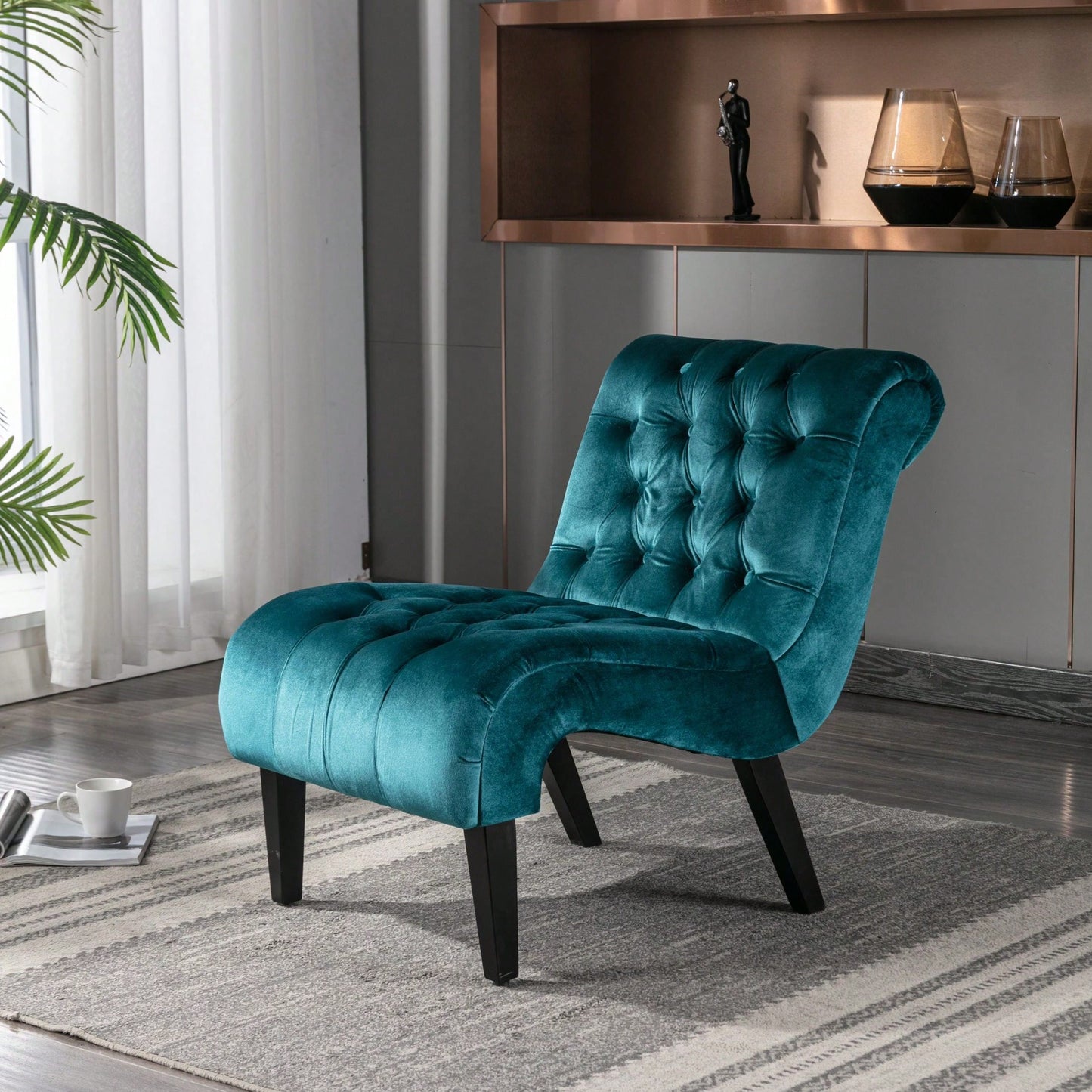 Modern Upholstered Accent Chair With Ottoman Stylish And Comfortable