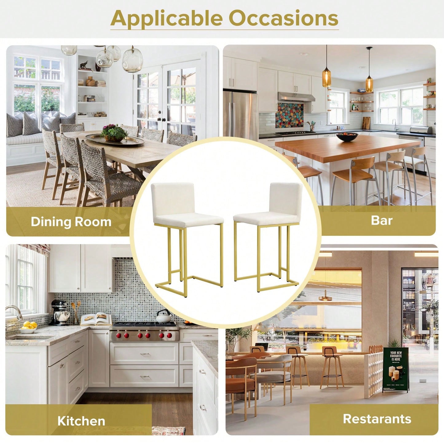 Luxurious 25.8" High Bar Stools With Built-In Footrest Relaxing Seating Experience