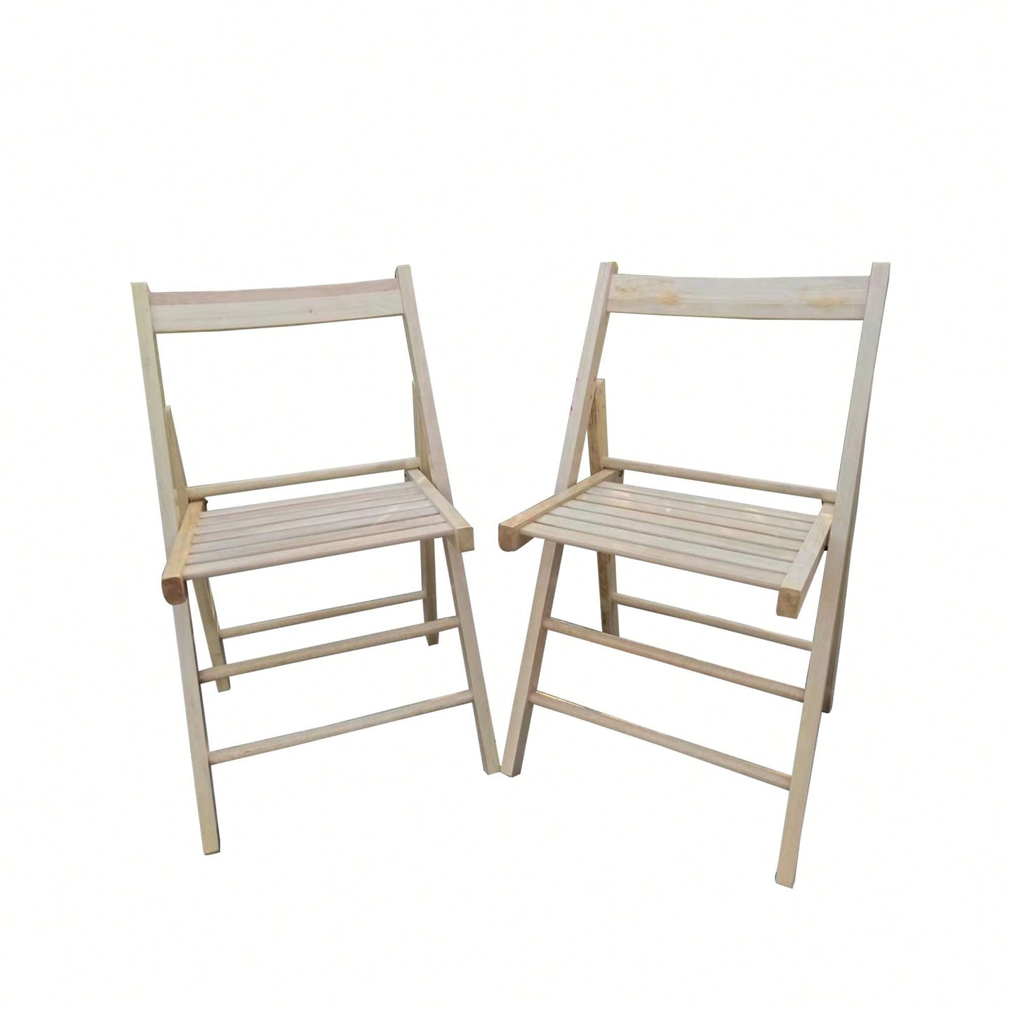Set Of 2, Comfy Solid Wood Folding Chair,  Chair With Comfortable Slatted Seat And Open Back, Fully Assembled, Strong And Durable, Versatile