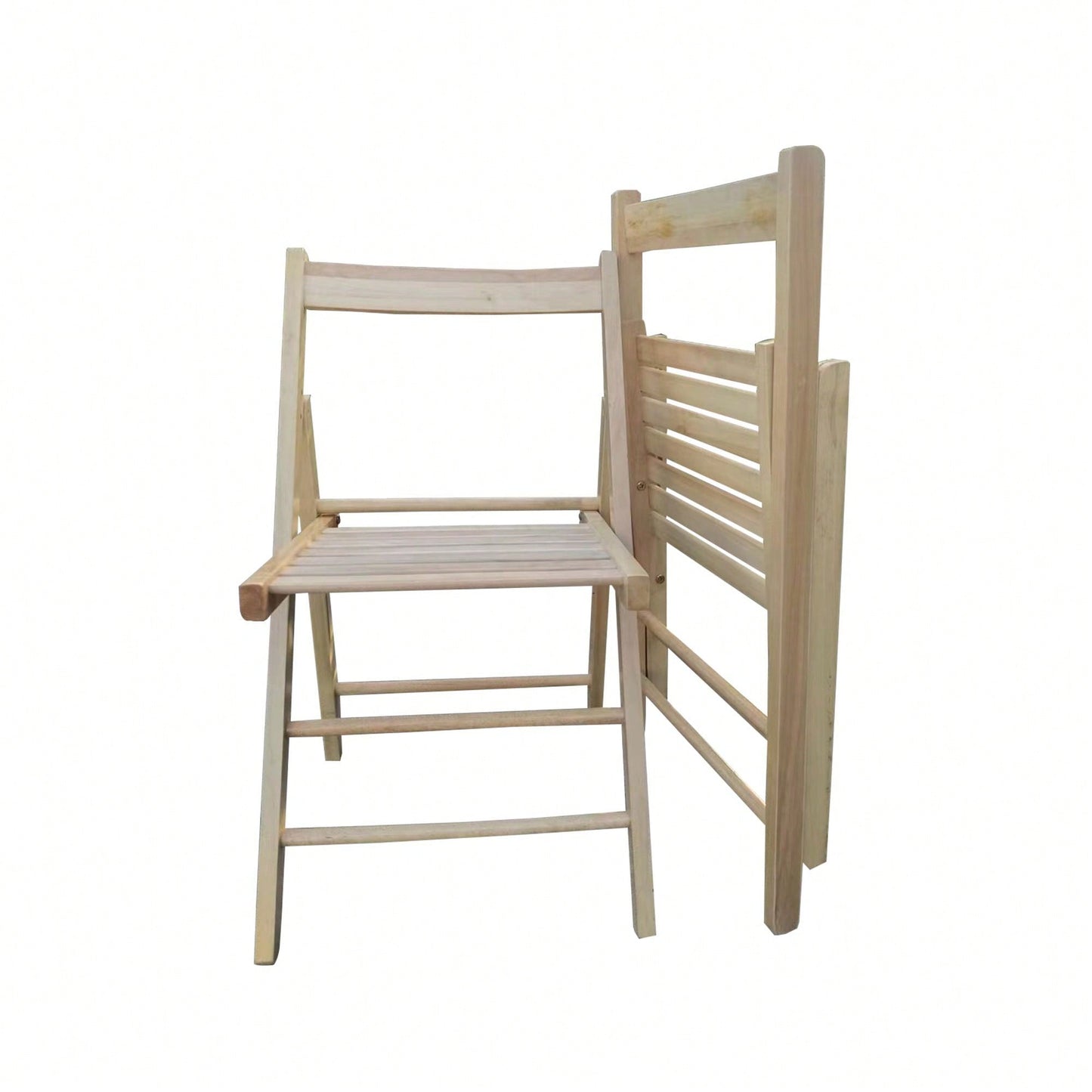 Set Of 2, Comfy Solid Wood Folding Chair,  Chair With Comfortable Slatted Seat And Open Back, Fully Assembled, Strong And Durable, Versatile