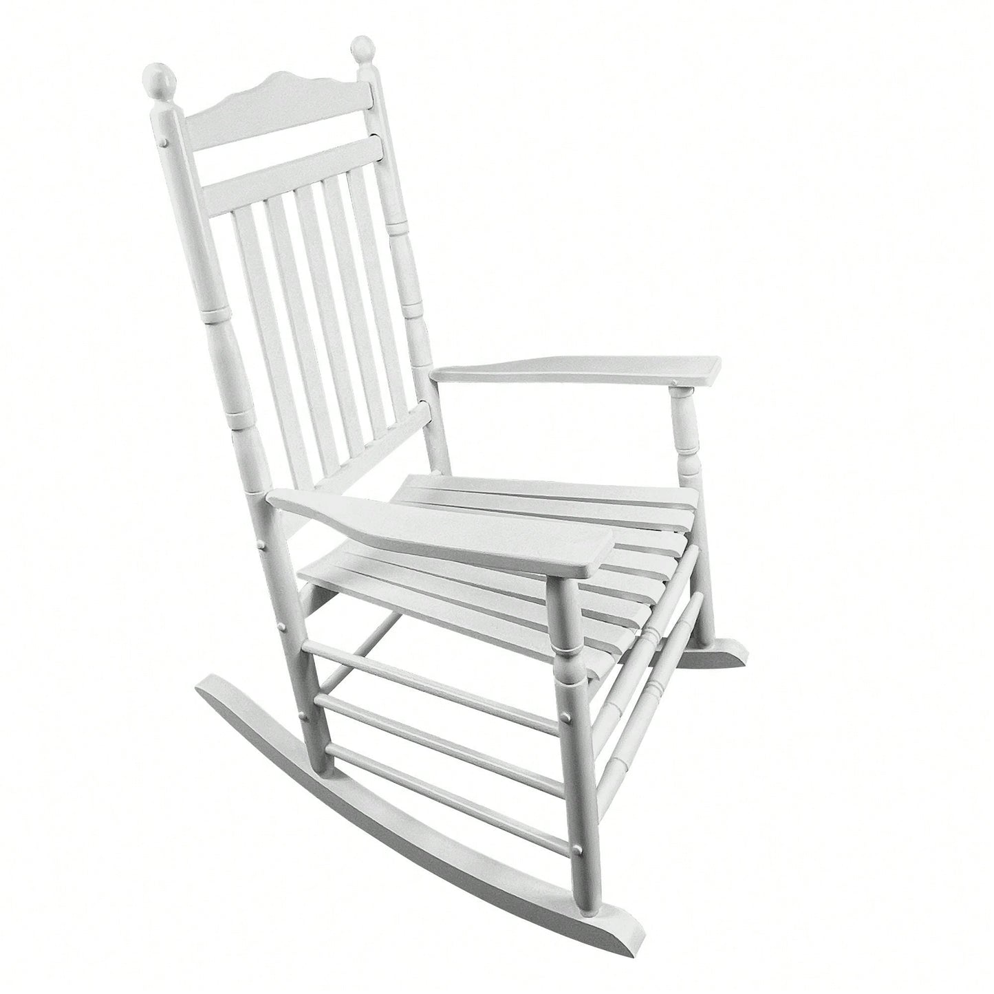 Adult Rocking Chair, Balcony, Porch, Hardwood, Wide Seat, Armrest, Slatted Back Rest