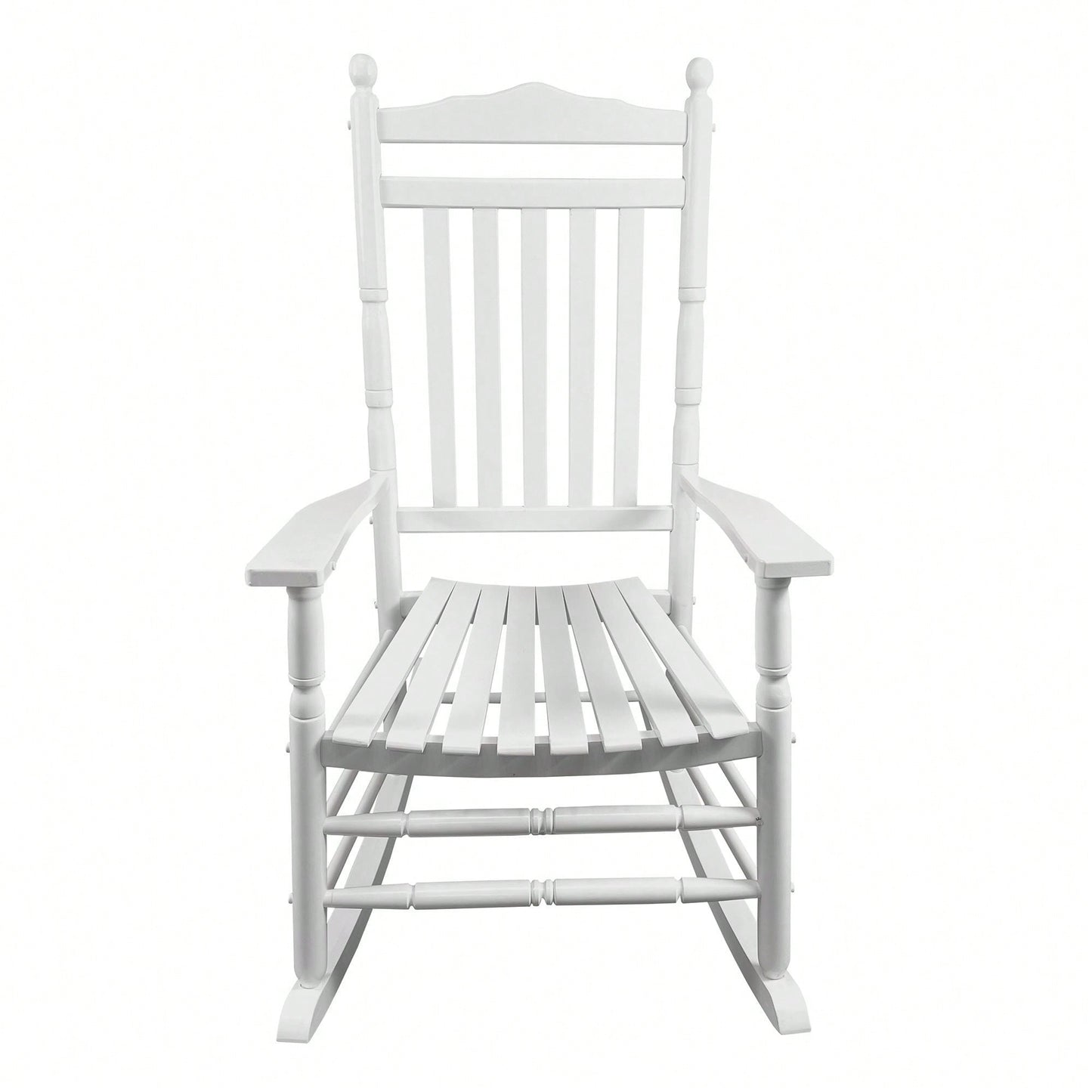 Adult Rocking Chair, Balcony, Porch, Hardwood, Wide Seat, Armrest, Slatted Back Rest