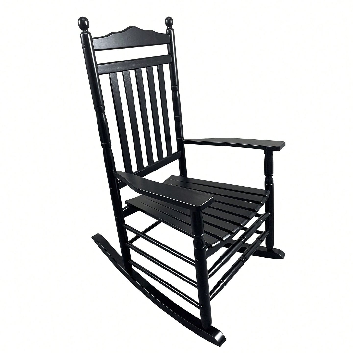 Adult Rocking Chair, Balcony, Porch, Hardwood, Wide Seat, Armrest, Slatted Back Rest