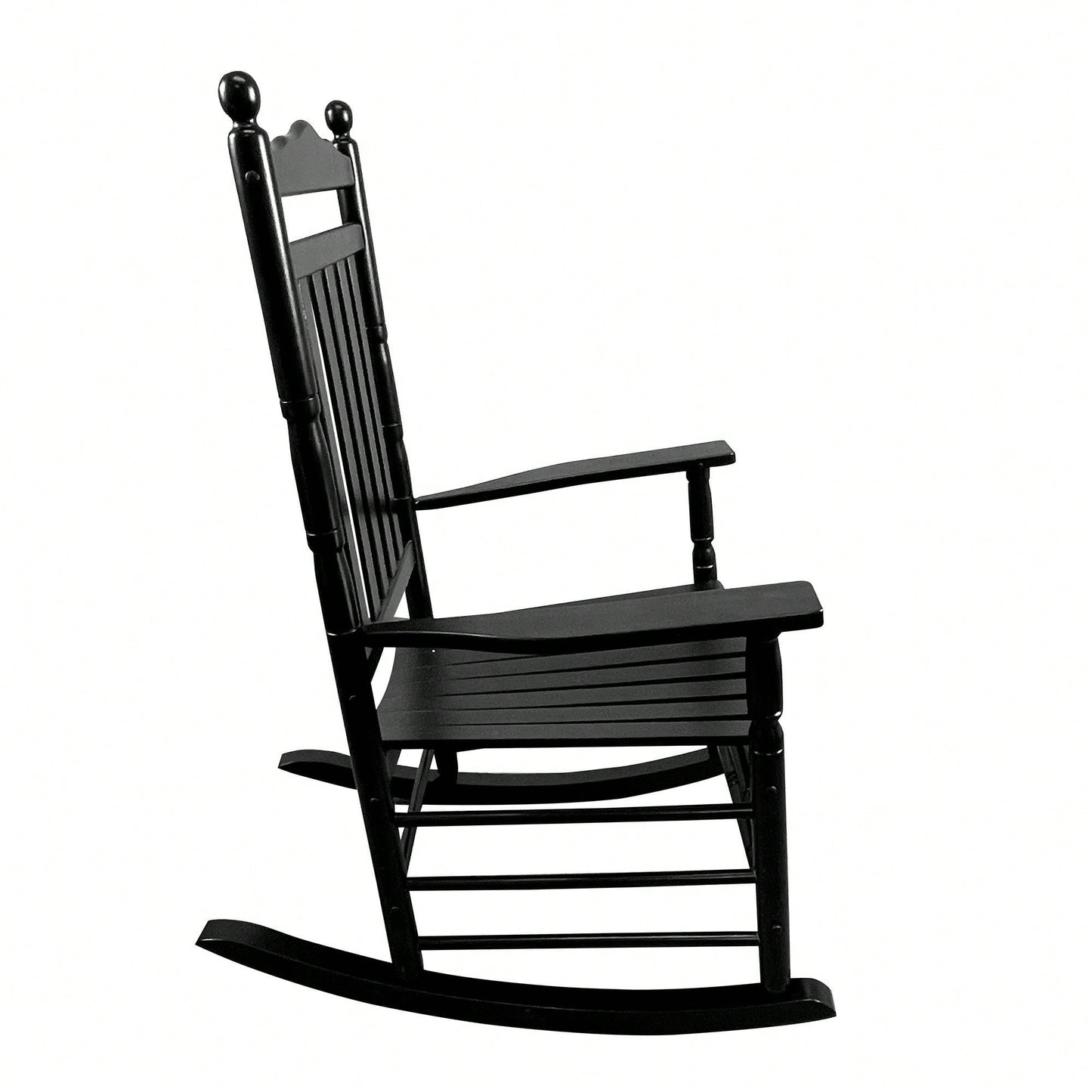 Adult Rocking Chair, Balcony, Porch, Hardwood, Wide Seat, Armrest, Slatted Back Rest