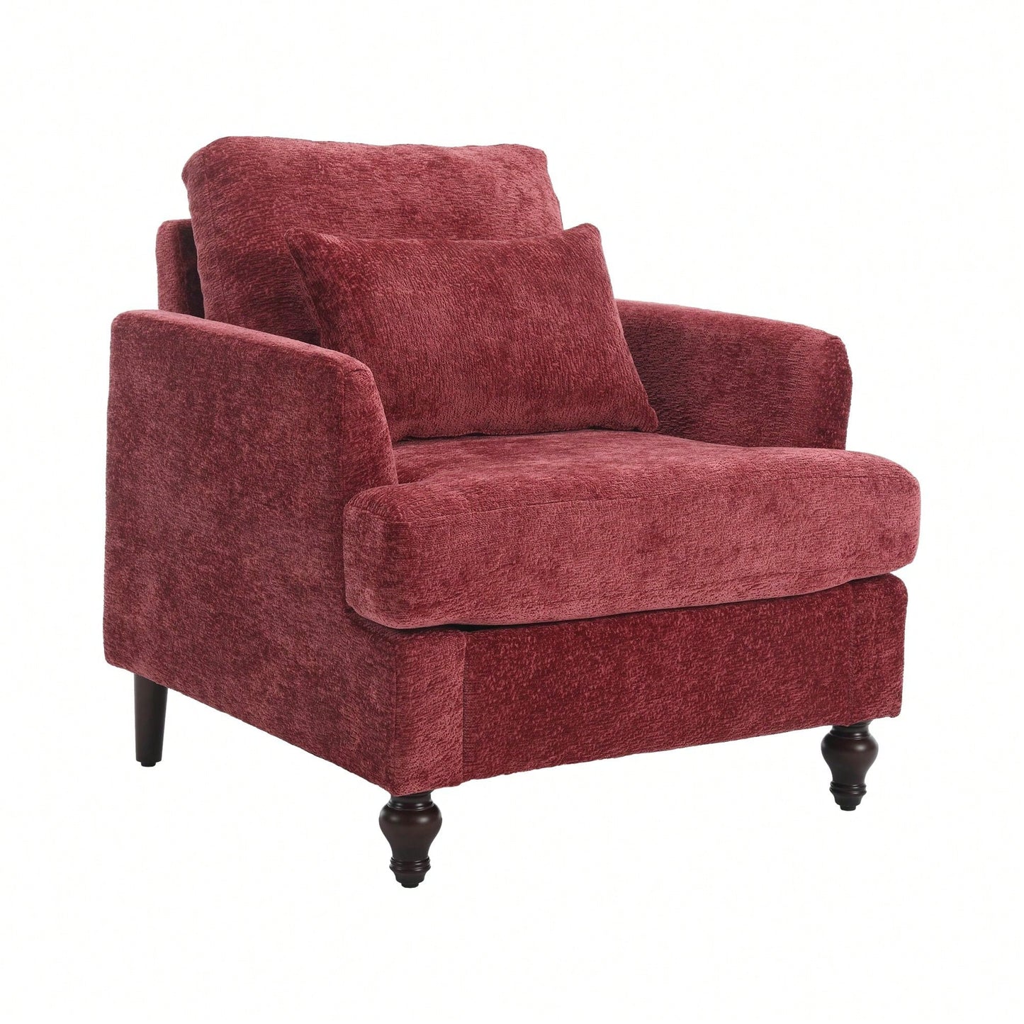 Mid Century Modern Tufted Club Chair With Studded Accents And Solid Wood Frame