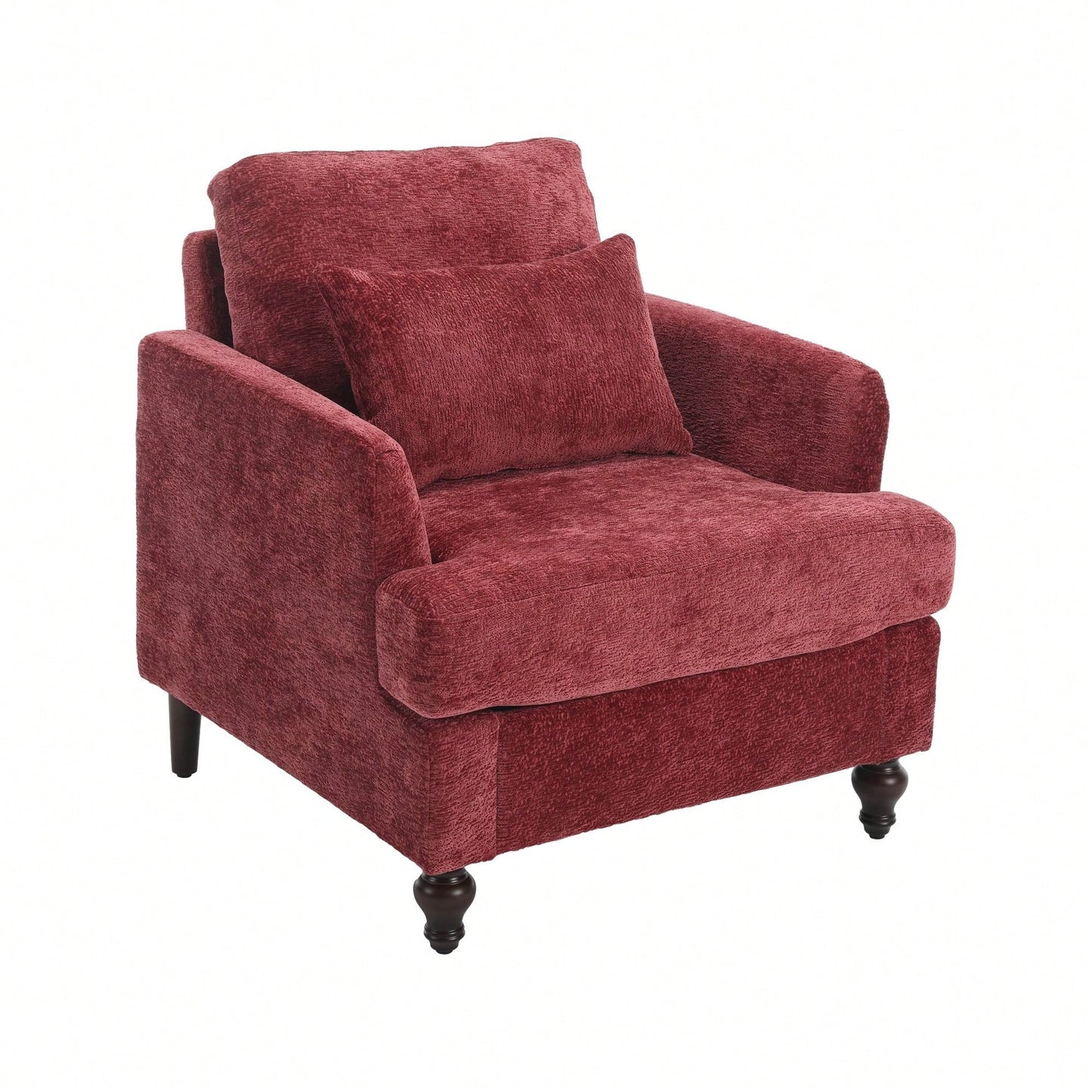 Mid Century Modern Tufted Club Chair With Studded Accents And Solid Wood Frame