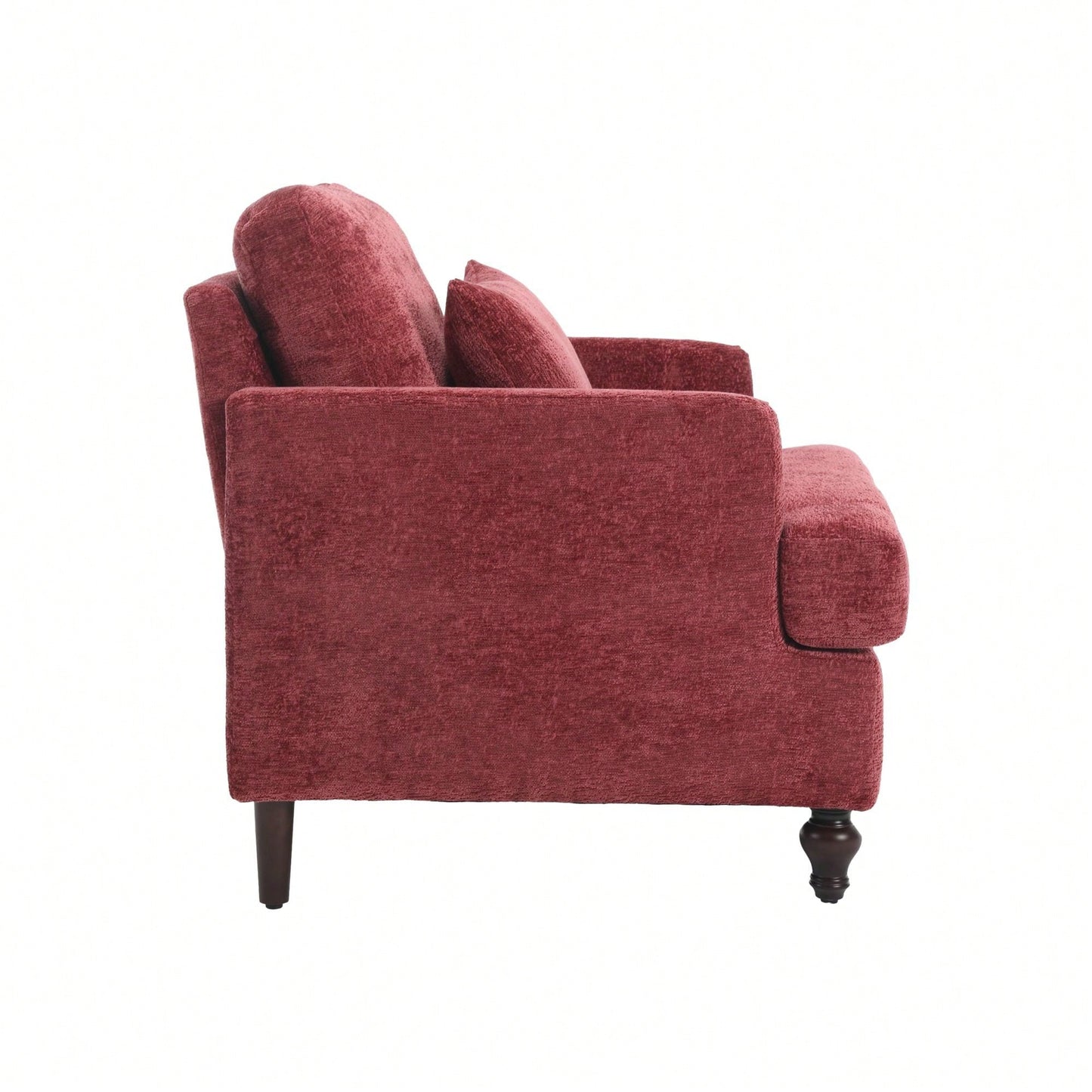 Mid Century Modern Tufted Club Chair With Studded Accents And Solid Wood Frame