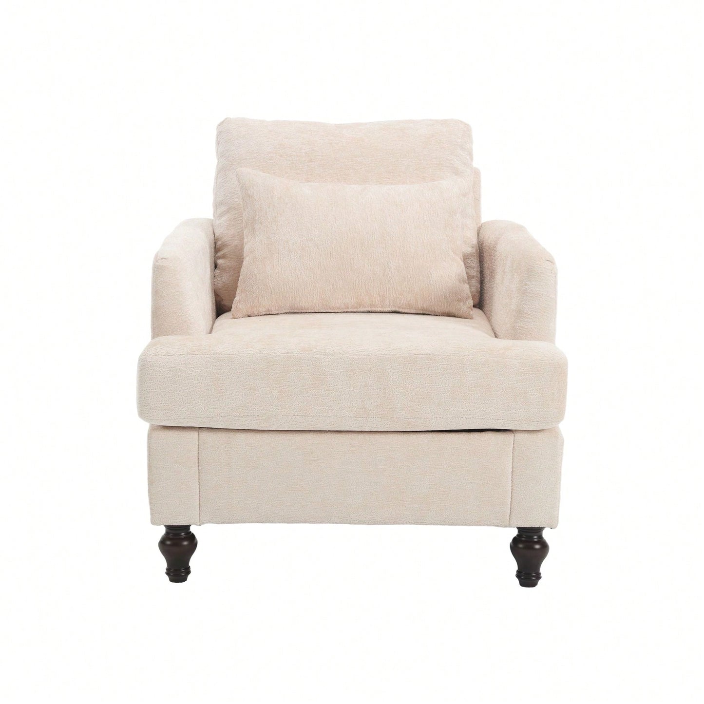 Mid Century Modern Tufted Club Chair With Studded Accents And Solid Wood Frame