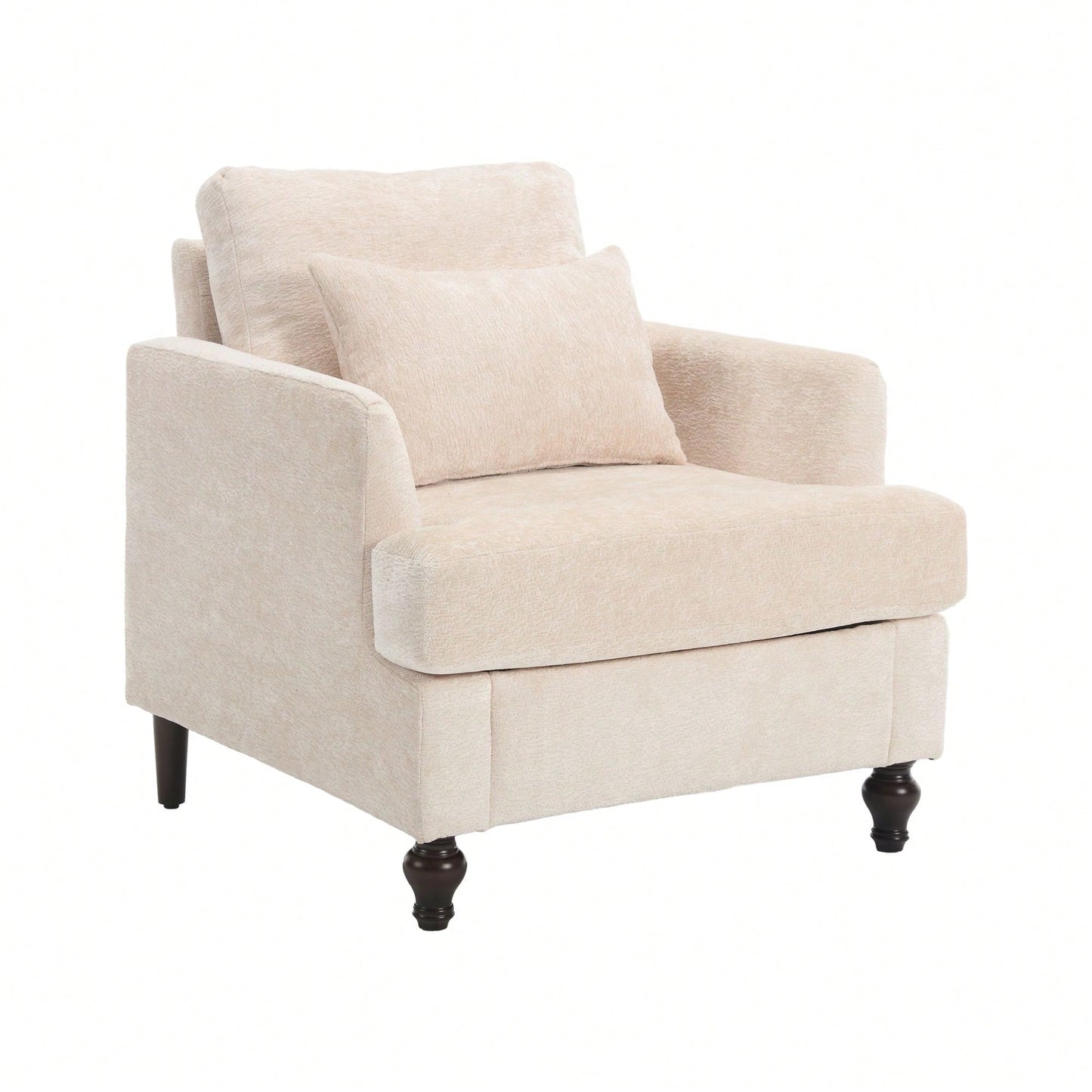 Mid Century Modern Tufted Club Chair With Studded Accents And Solid Wood Frame