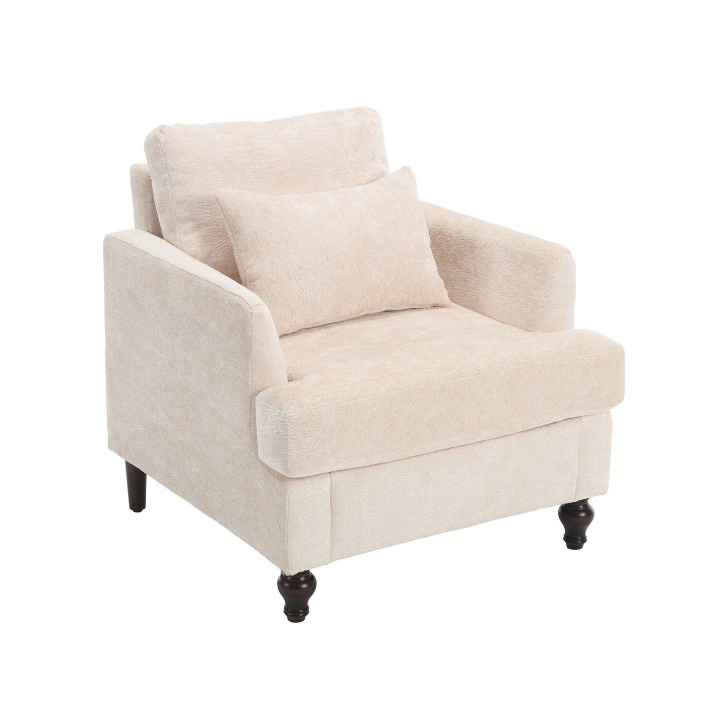 Mid Century Modern Tufted Club Chair With Studded Accents And Solid Wood Frame