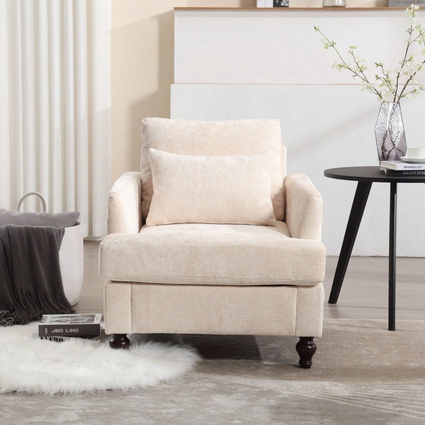 Mid Century Modern Tufted Club Chair With Studded Accents And Solid Wood Frame