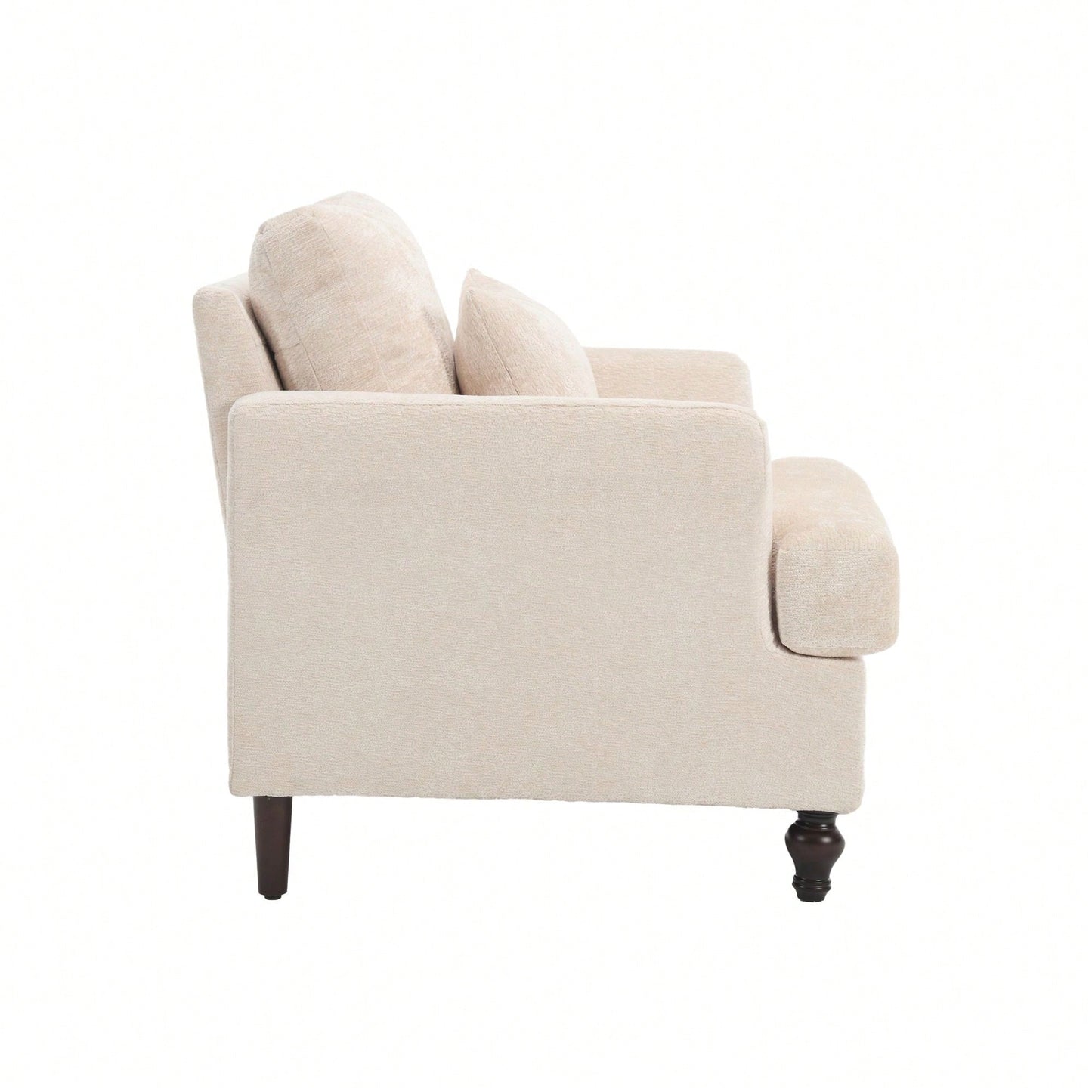 Mid Century Modern Tufted Club Chair With Studded Accents And Solid Wood Frame
