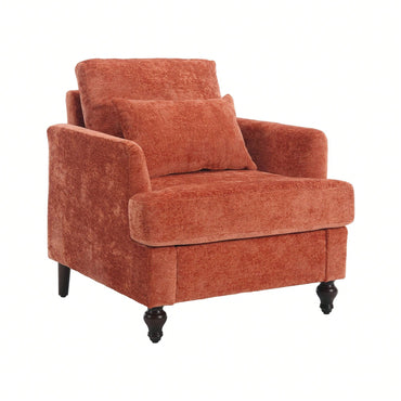 Mid Century Modern Tufted Club Chair With Studded Accents And Solid Wood Frame