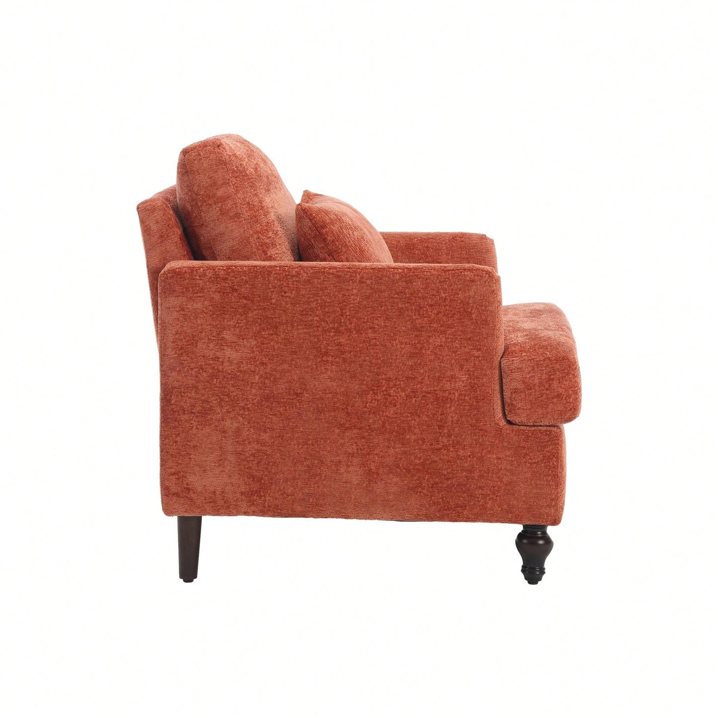 Mid Century Modern Tufted Club Chair With Studded Accents And Solid Wood Frame