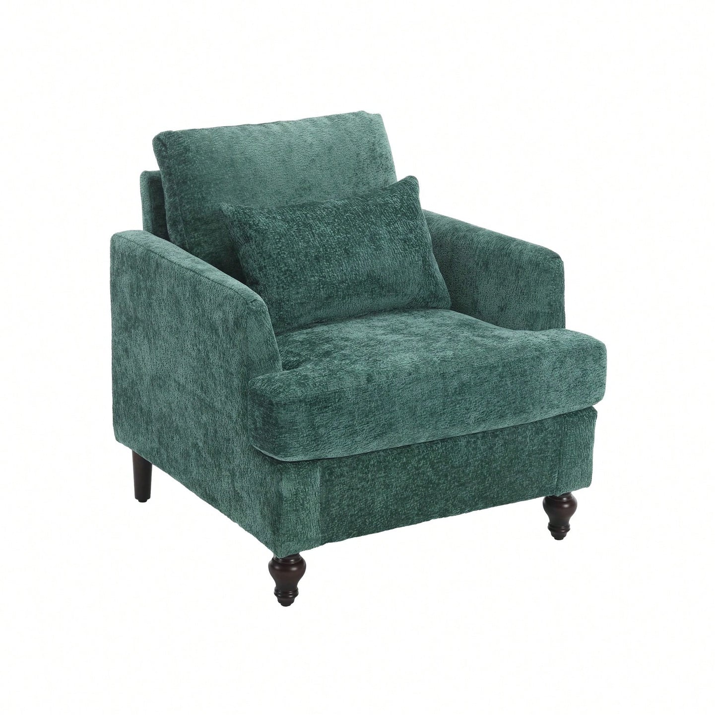 Mid Century Modern Tufted Club Chair With Studded Accents And Solid Wood Frame