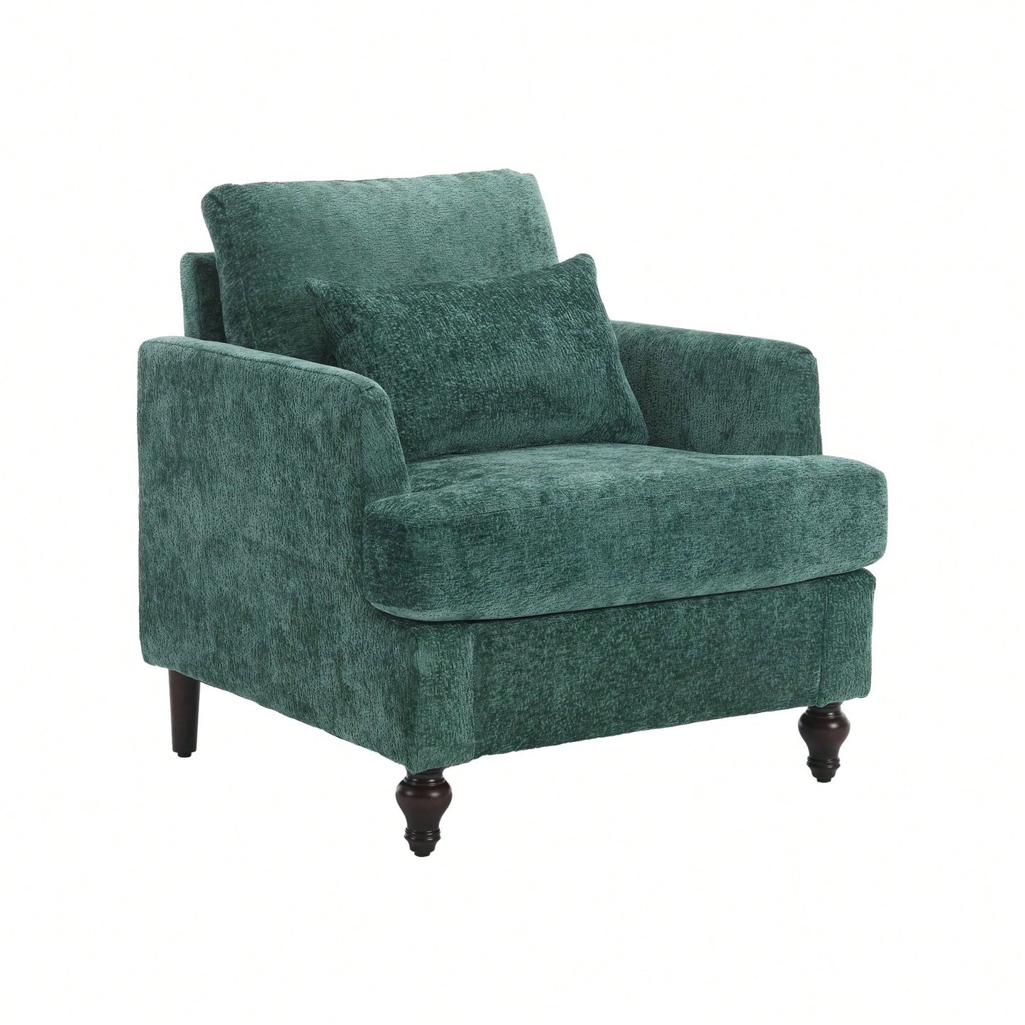 Mid Century Modern Tufted Club Chair With Studded Accents And Solid Wood Frame
