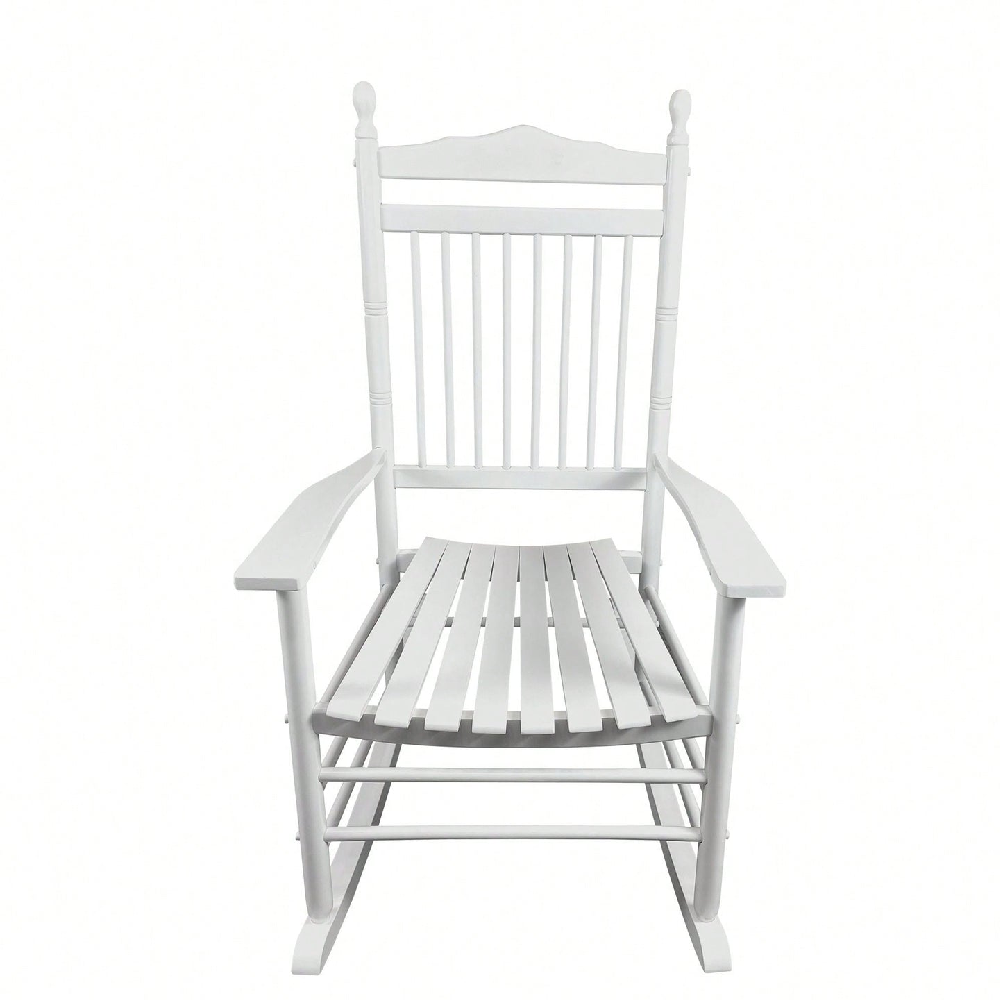 Adult Rocking Chair, Balcony Porch, Solid Hardwood, Wide Seat, Armrest, Slatted Back Rest, Easy Assembly
