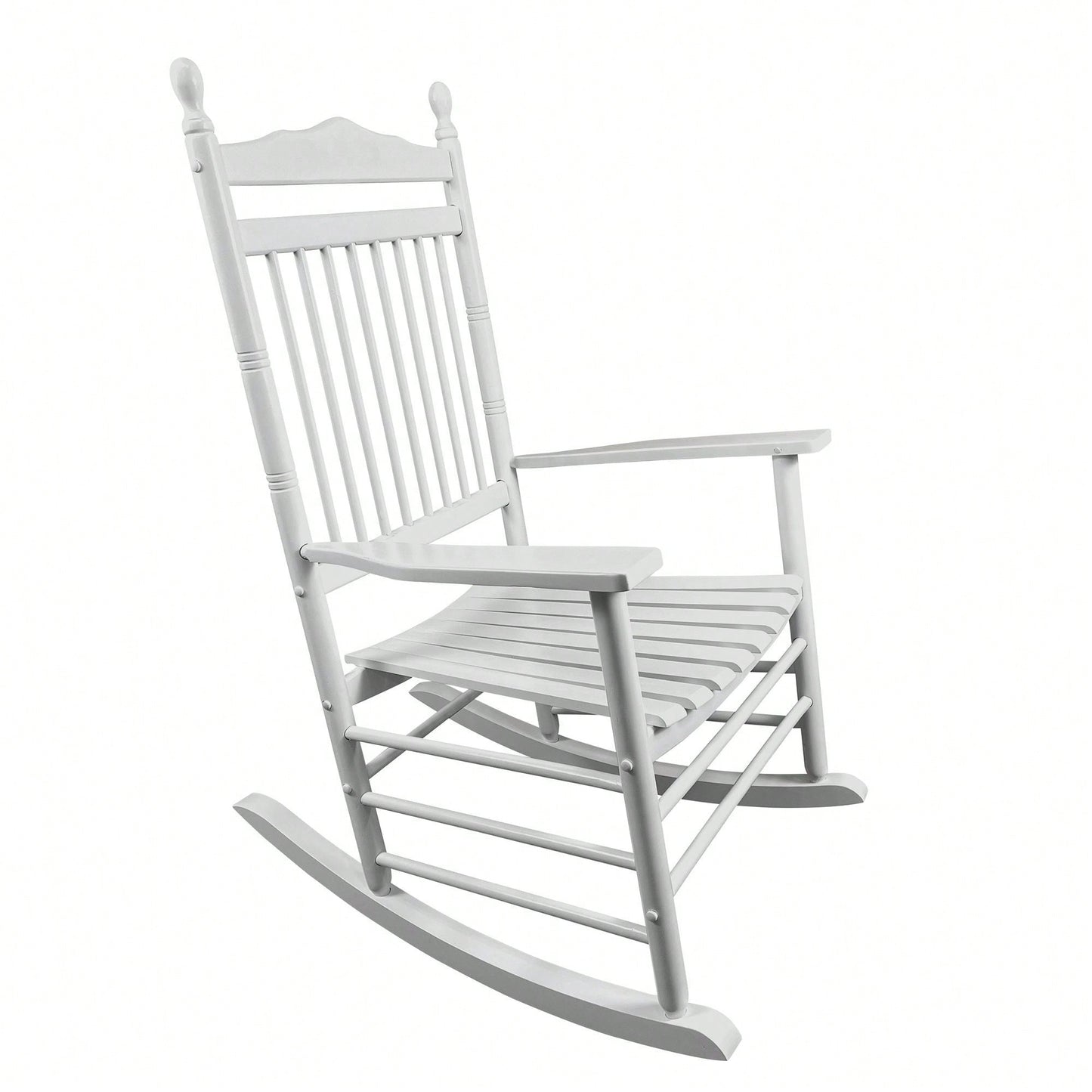 Adult Rocking Chair, Balcony Porch, Solid Hardwood, Wide Seat, Armrest, Slatted Back Rest, Easy Assembly