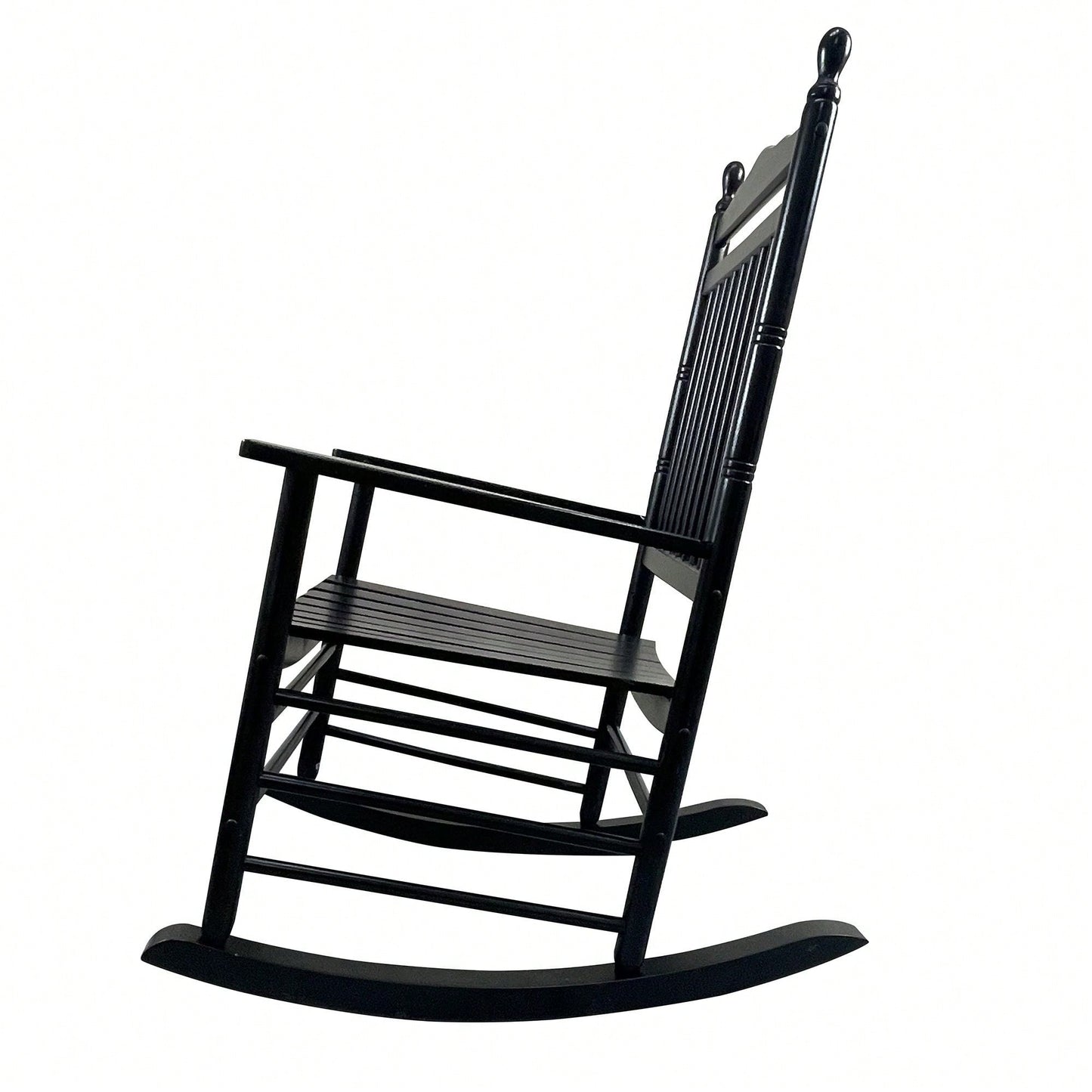 Adult Rocking Chair, Balcony Porch, Solid Hardwood, Wide Seat, Armrest, Slatted Back Rest, Easy Assembly