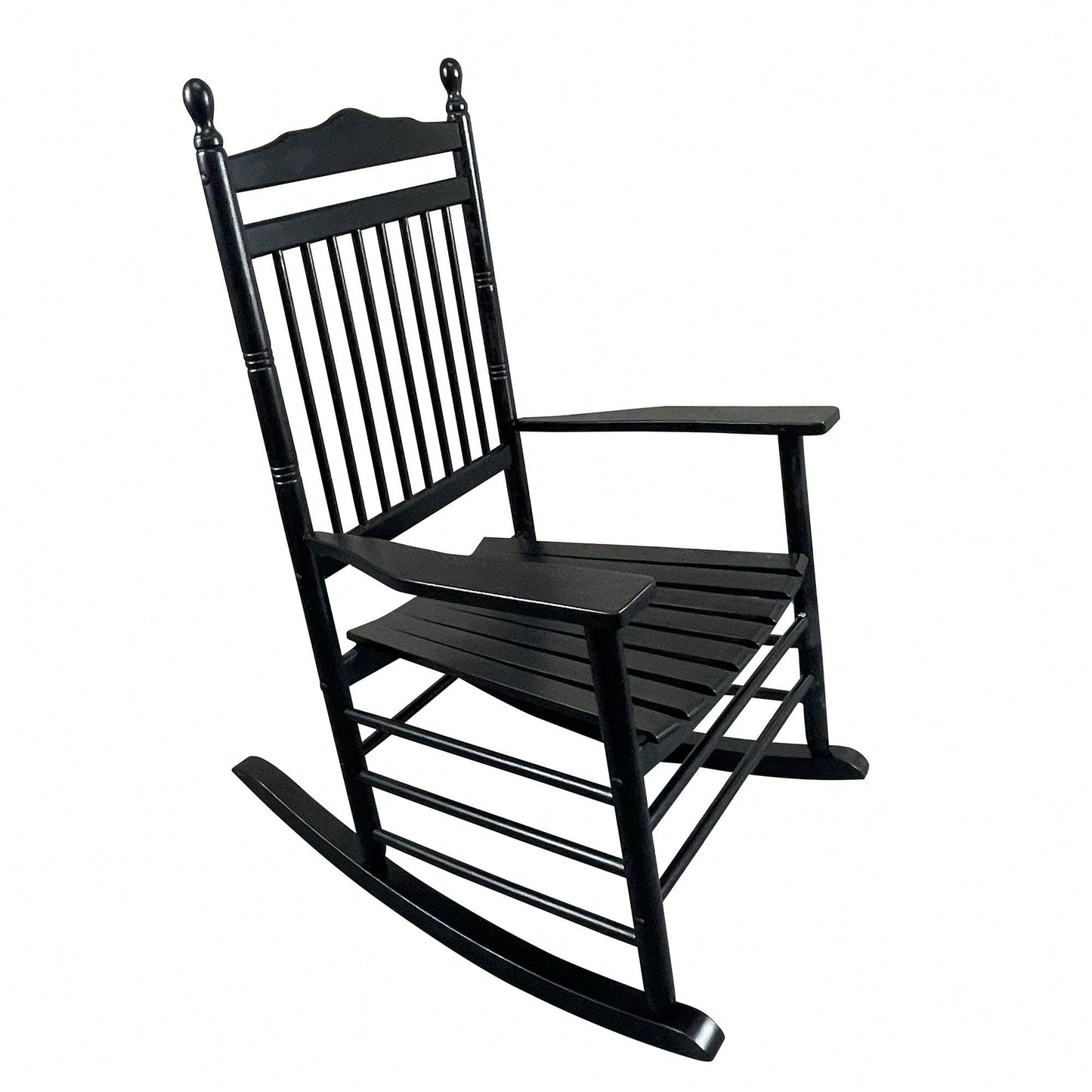 Adult Rocking Chair, Balcony Porch, Solid Hardwood, Wide Seat, Armrest, Slatted Back Rest, Easy Assembly