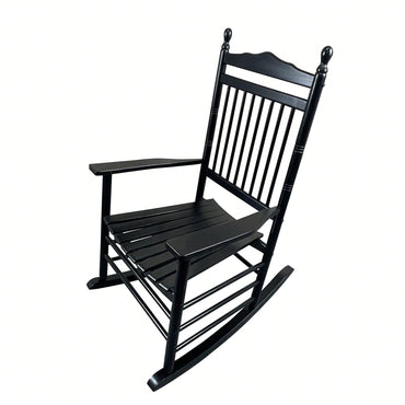 Adult Rocking Chair, Balcony Porch, Solid Hardwood, Wide Seat, Armrest, Slatted Back Rest, Easy Assembly