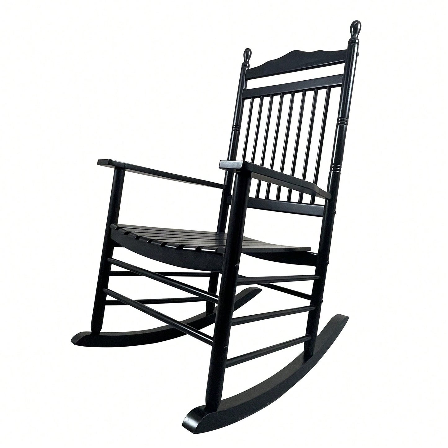 Adult Rocking Chair, Balcony Porch, Solid Hardwood, Wide Seat, Armrest, Slatted Back Rest, Easy Assembly