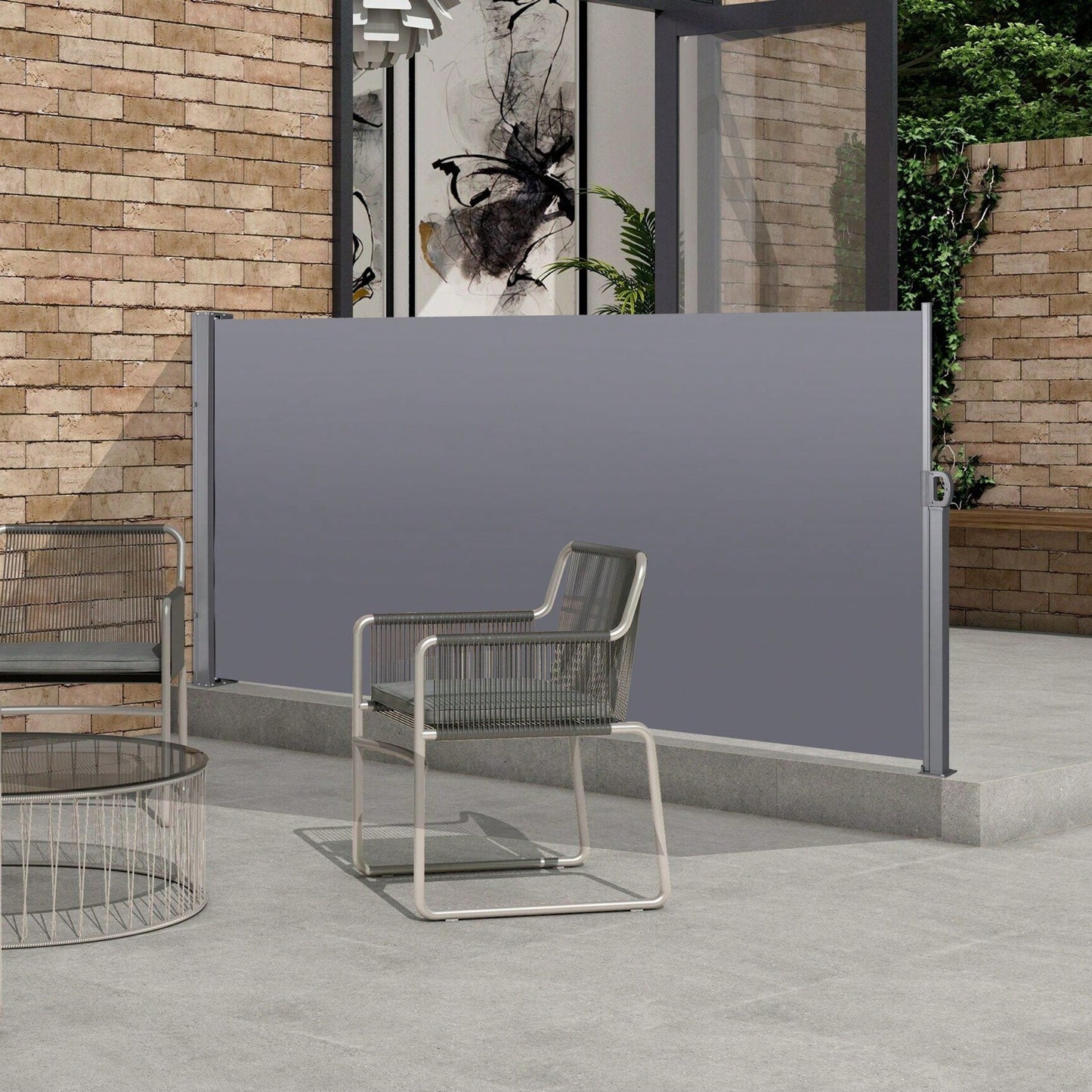 138" X 71''Retractable Side Awning, Waterproof & UV-Resistant, Privacy Screen Divider Roll Up Balcony