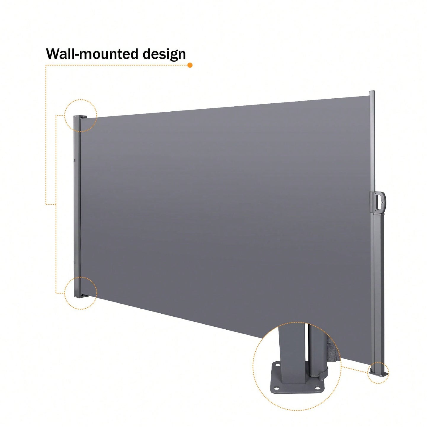 138" X 71''Retractable Side Awning, Waterproof & UV-Resistant, Privacy Screen Divider Roll Up Balcony