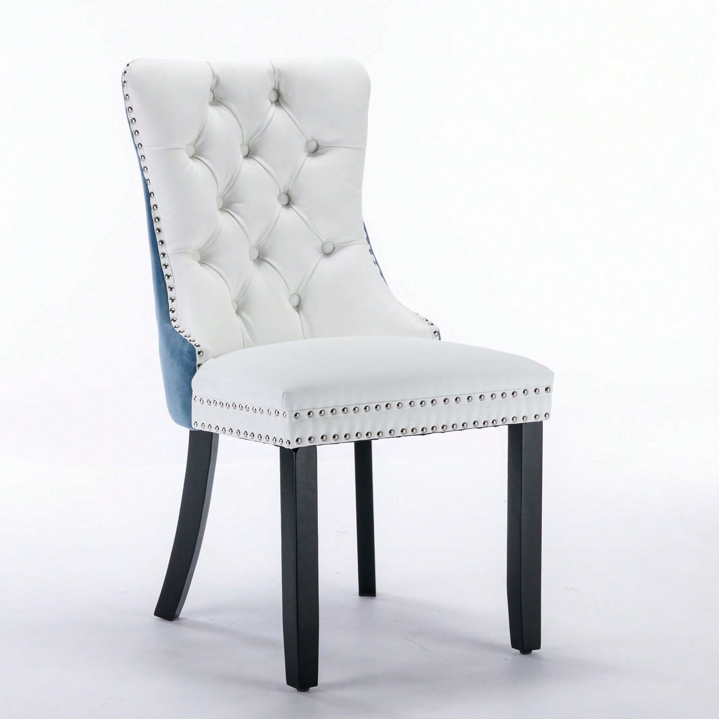 Set Of 2, Modern, High-End Tufted Solid Wood Contemporary PU And Velvet Upholstered Dining Chair With Wood Legs Nailhead Trim