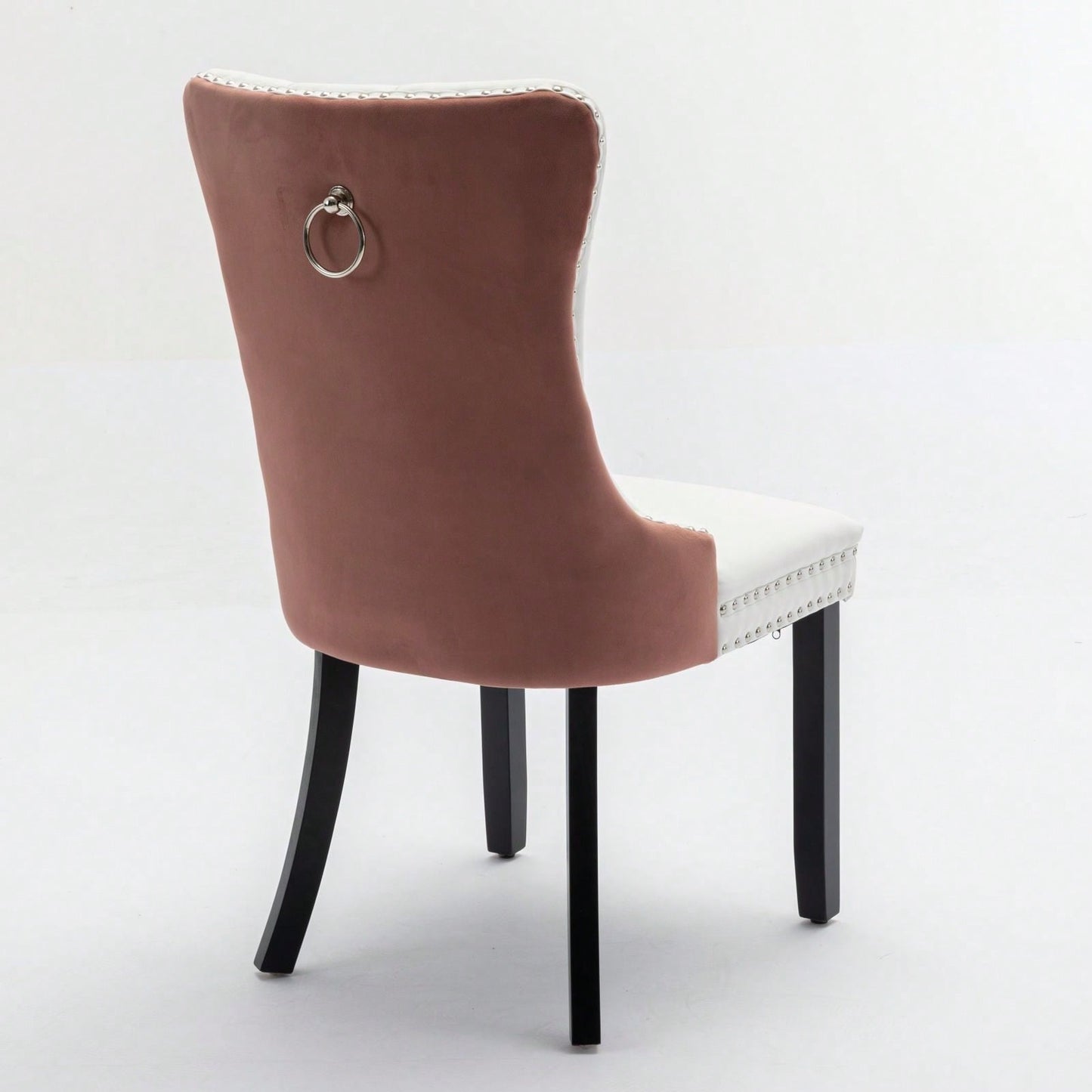 Set Of 2, Modern, High-End Tufted Solid Wood Contemporary PU And Velvet Upholstered Dining Chair With Wood Legs Nailhead Trim