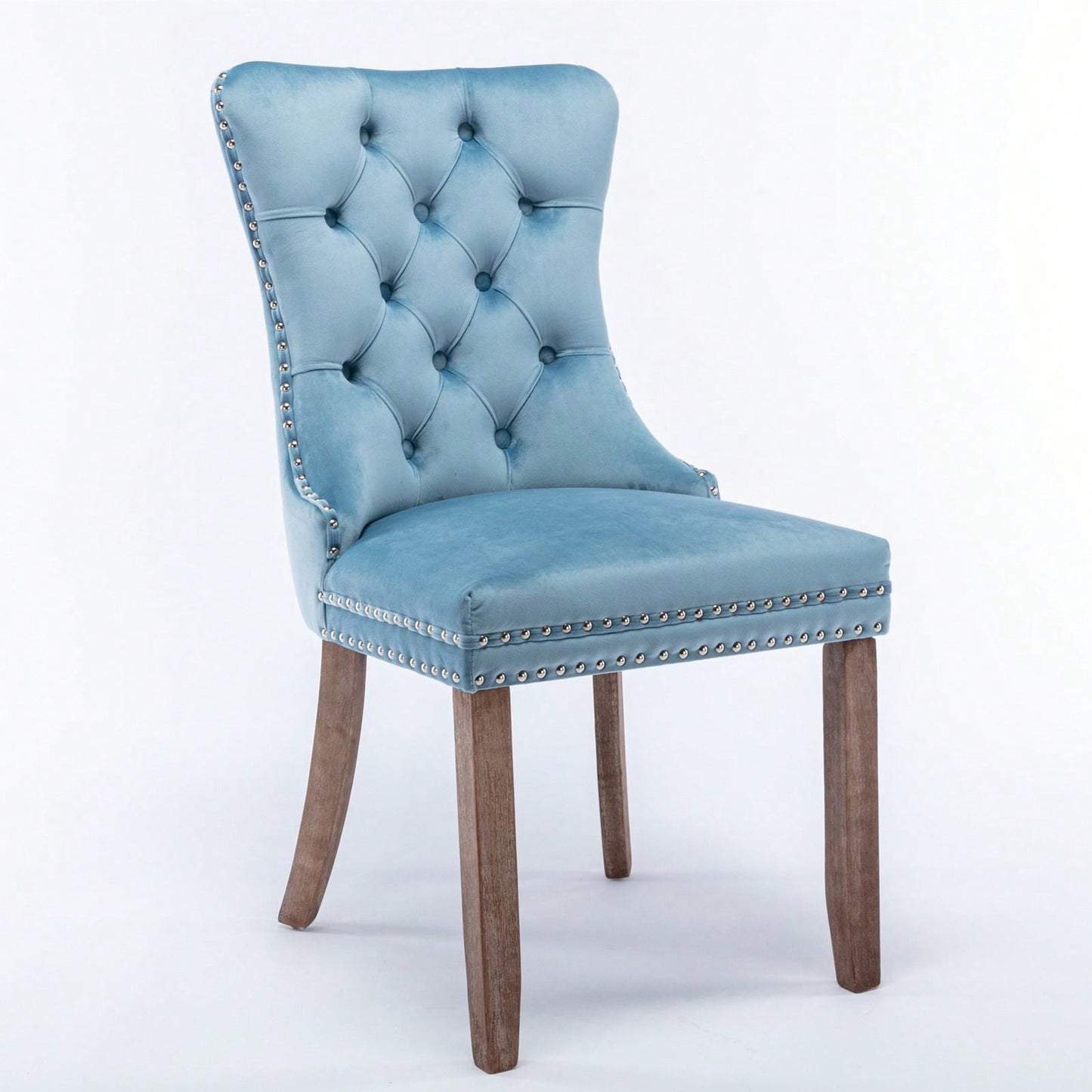 Set Of 2, Modern High-End Tufted Solid Wood Contemporary Velvet Upholstered Dining Chair With Wood Legs Nailhead Trim