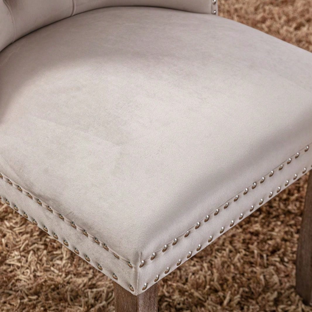 Set Of 2, Modern High-End Tufted Solid Wood Contemporary Velvet Upholstered Dining Chair With Wood Legs Nailhead Trim