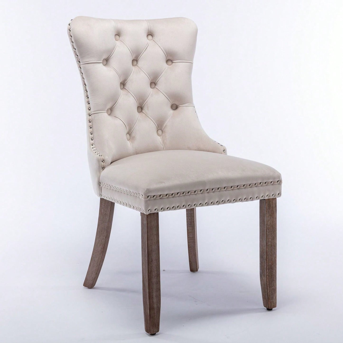 Set Of 2, Modern High-End Tufted Solid Wood Contemporary Velvet Upholstered Dining Chair With Wood Legs Nailhead Trim