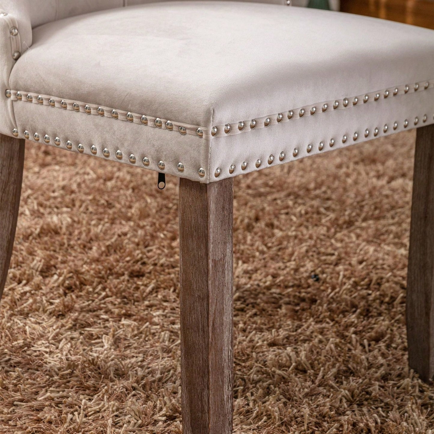 Set Of 2, Modern High-End Tufted Solid Wood Contemporary Velvet Upholstered Dining Chair With Wood Legs Nailhead Trim