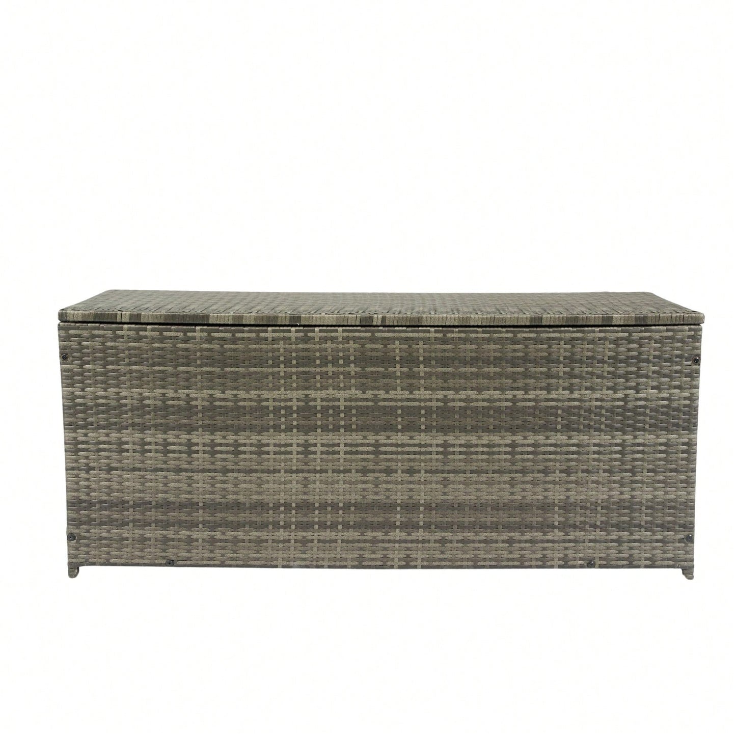 113 Gallon Wicker Patio Deck Boxes With Lid, Outdoor Cushion Storage For Kids Toys, Pillows, Towel Grey Wicker
