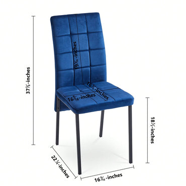 Set Of 2, High Back Nordic Dining Chair Modern Fabric Chair With Black Legs