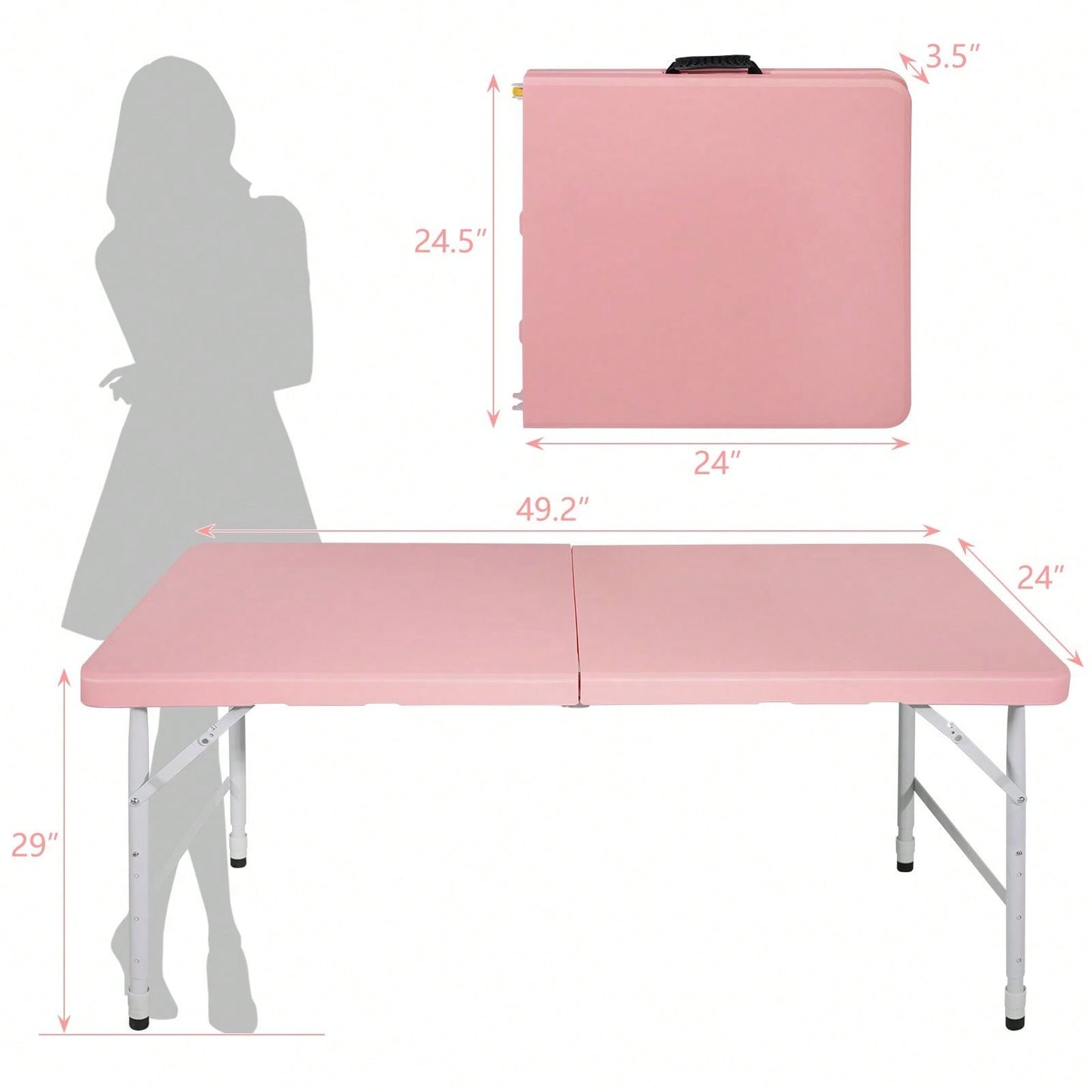 4ft Portable Folding Table Indoor&Outdoor Maximum Weight 135KG Foldable Table For Camping
