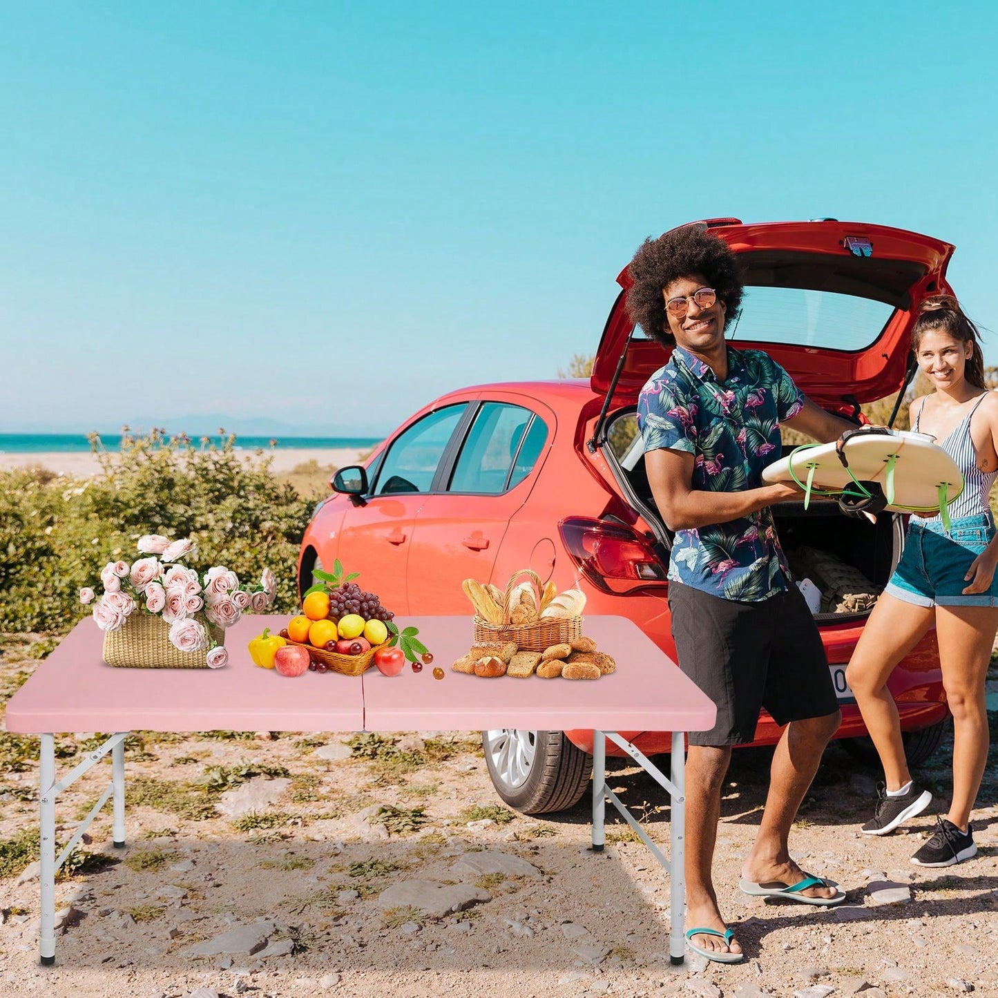 4ft Portable Folding Table Indoor&Outdoor Maximum Weight 135KG Foldable Table For Camping