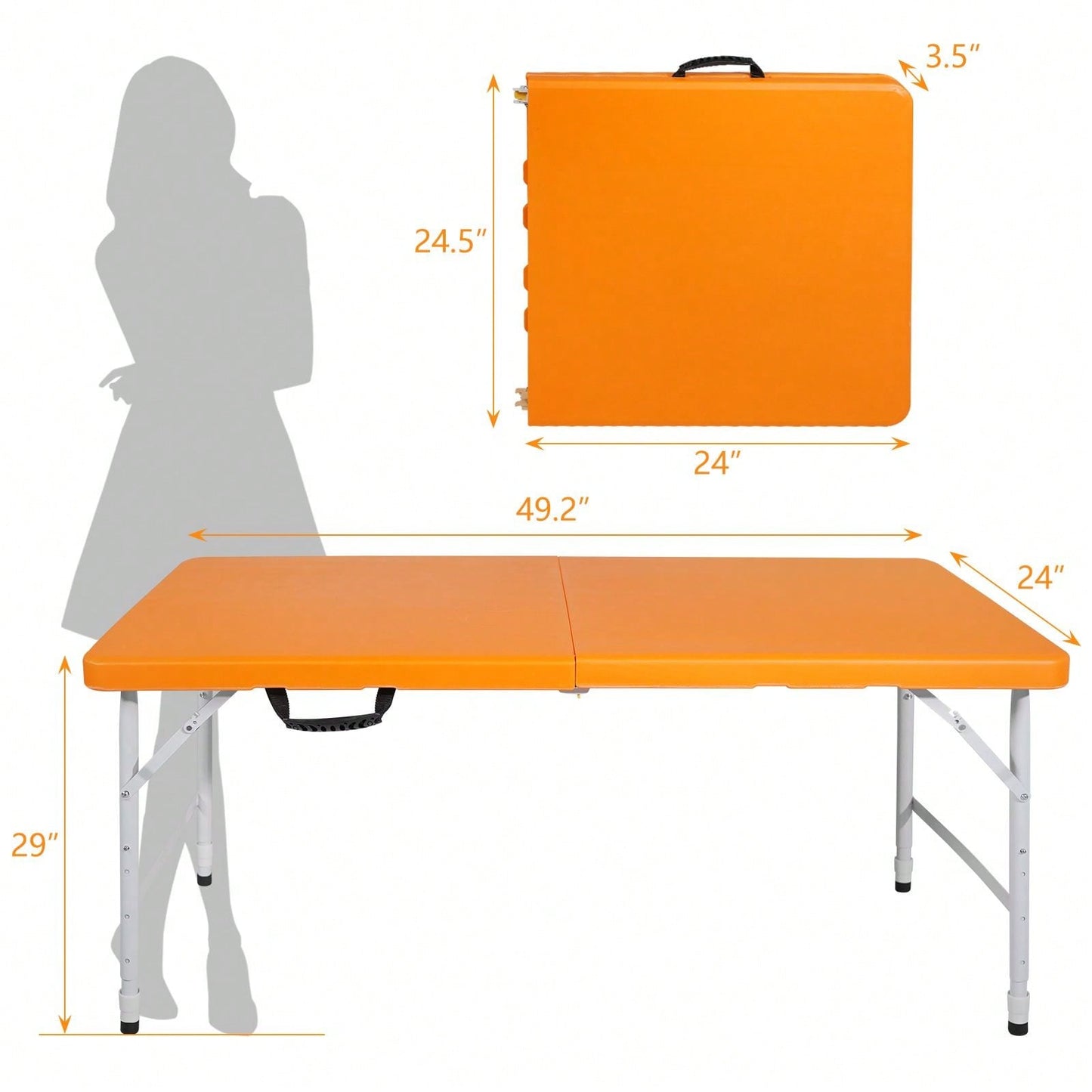 4ft Portable Folding Table Indoor&Outdoor Maximum Weight 135KG Foldable Table For Camping
