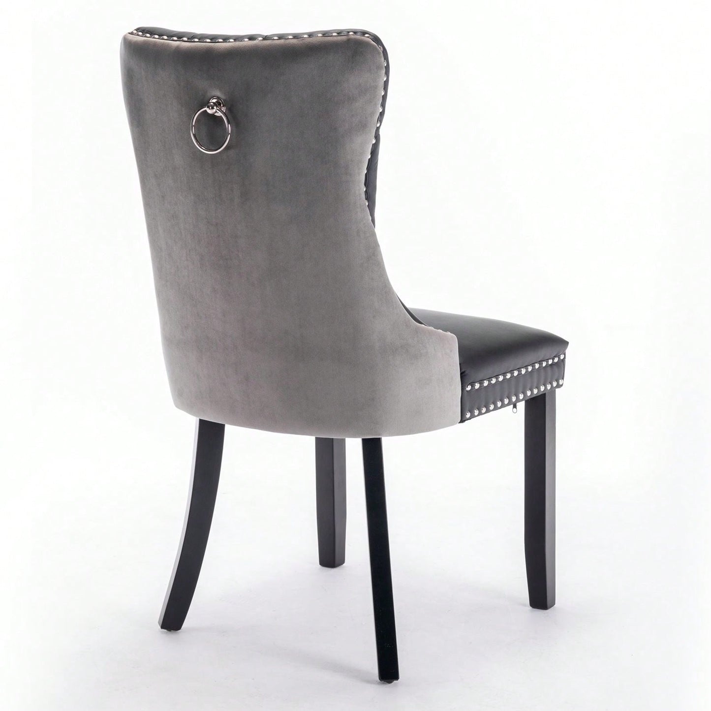 Set Of 2, Modern, High-End Tufted Solid Wood Contemporary PU And Velvet Upholstered Dining Chair With Wood Legs Nailhead Trim